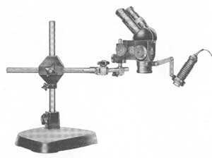 12. Stereomicroscope ready to work on the long arm stand with circular base 
