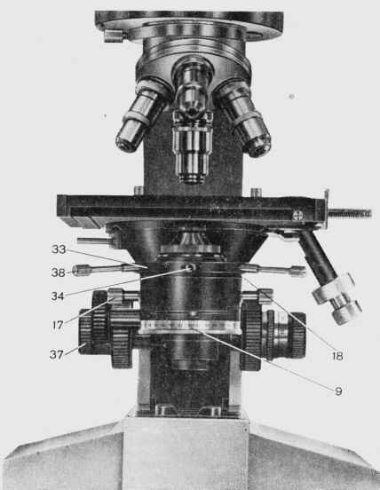  BIOLAR PI, PZO, Вид нижней части микроскопа